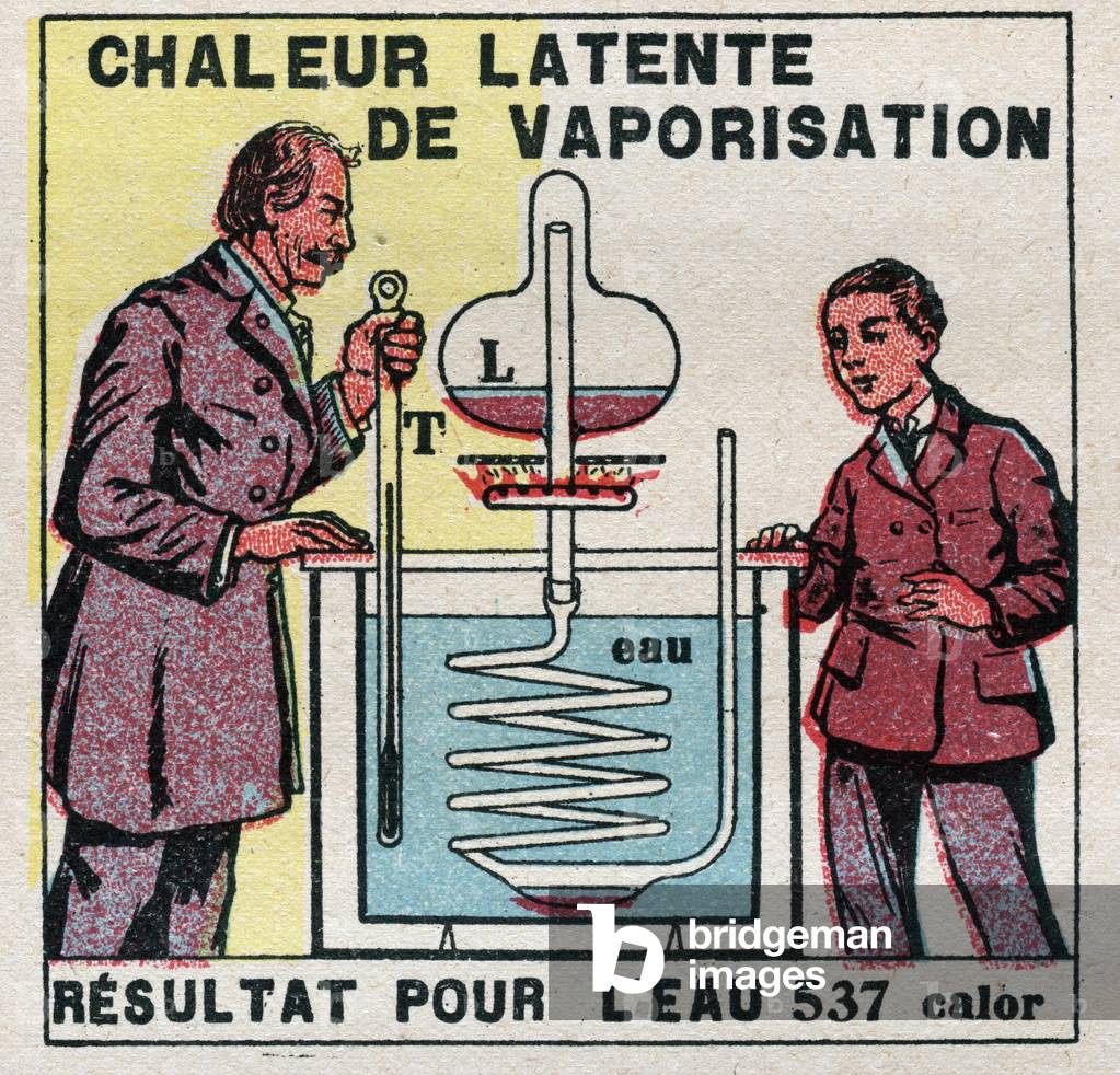 Calorimetry: the latent heat of vaporization measured by Marcellin Berthelot's calorimeter. 1925 (print)
