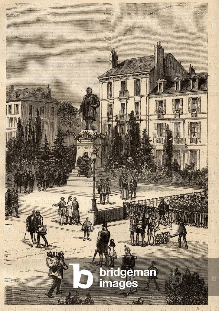 Place Thiers - downtown of the city of Nancy, in the department of Meurthe-et-Moselle, in Lorraine region - engraving in “” PATRIE”” - DESCRIPTION PECTUREQUIREQUE DE LA FRANCE EN 6 VOLUES BY LUCIEN HUARD