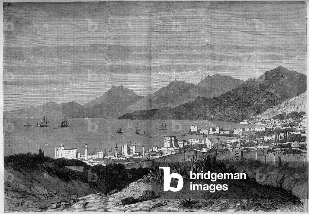 View of the city of Beirut in 1860. Engraving in “The Illustrous World”” n°172 of 28 July 1860.