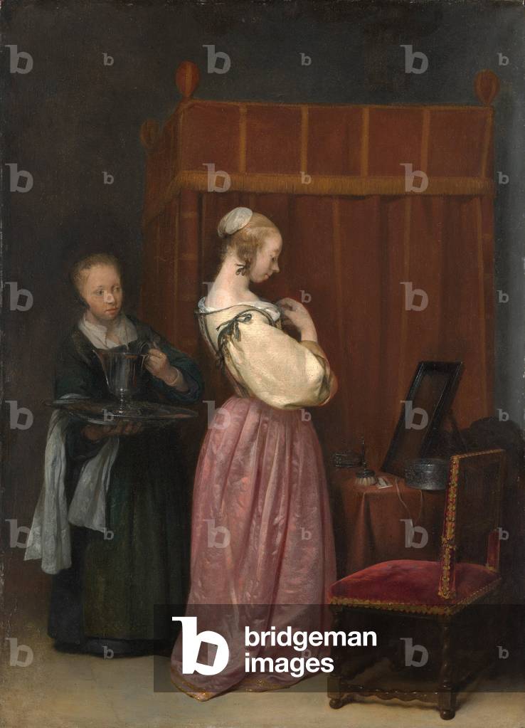 Young Woman Has Her Toilet, 1650-51 (paint on wood)