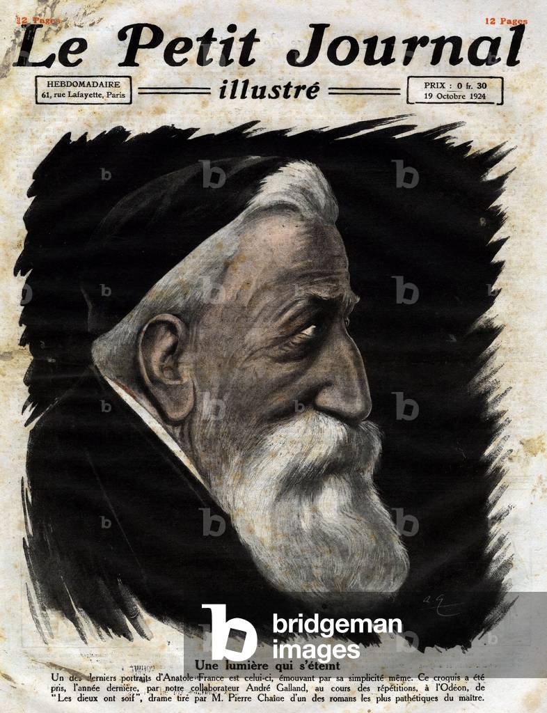 Portrait of Anatole France, French writer of October 12, 1924, 1924 (print)