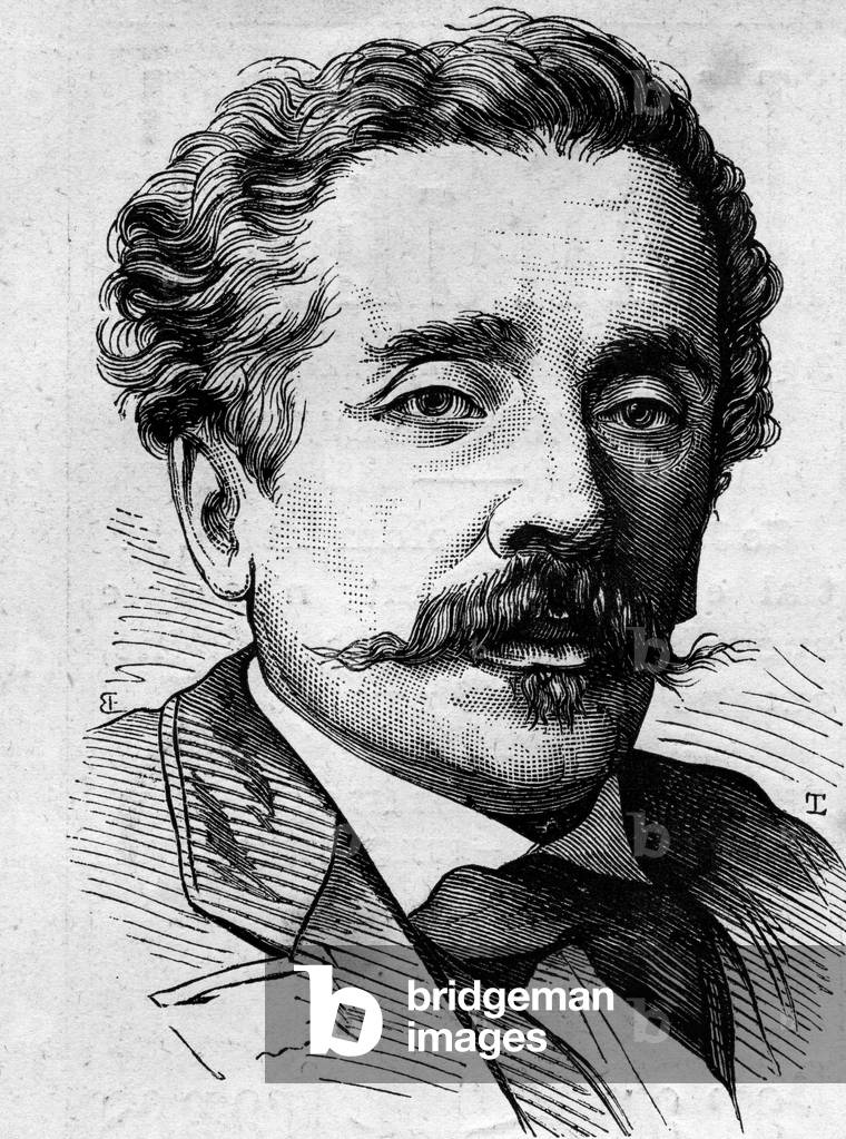 Portrait of Ernest Lacan (1829-1879), French journalist and writer. Engraving in “” Le Monde Illustré”” n°1141 of February 8, 1879.