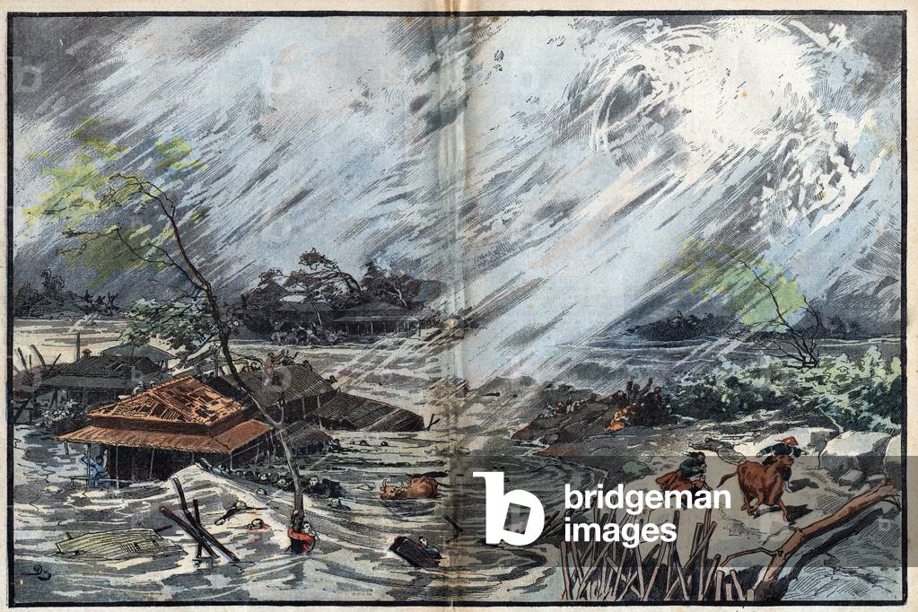 Devastation caused by the tsunami at Sanriku, Japan, 1896 - in 