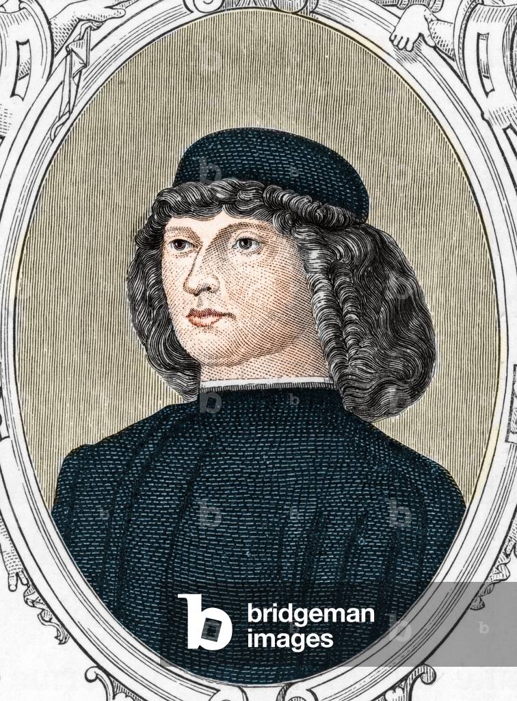 Portrait of the Italian painter Giovanni Bellini said il Giambellino, engraving of 1859 in 