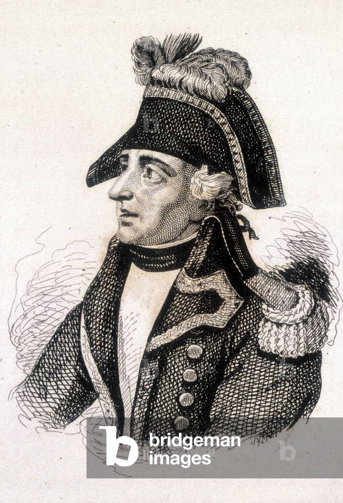 Portrait of Jacques Francois Coquille, dit Dugommier (1739 - 1794), French general. Engraving 19th century.