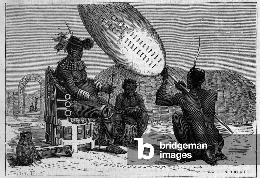 Panda, late king of the Zulu. Engraving in “” La Nature: revue des sciences et de leurs applications aux arts et a l'industrie”” of 5 April 1879.