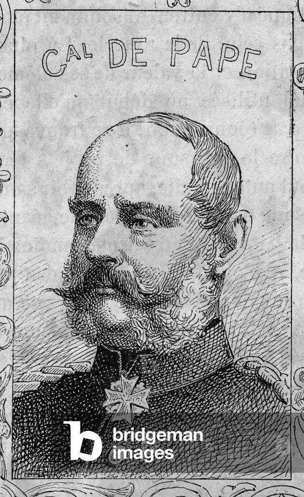 portrait of Prussian general Alexander von Pape - 1870-71 (engraving)