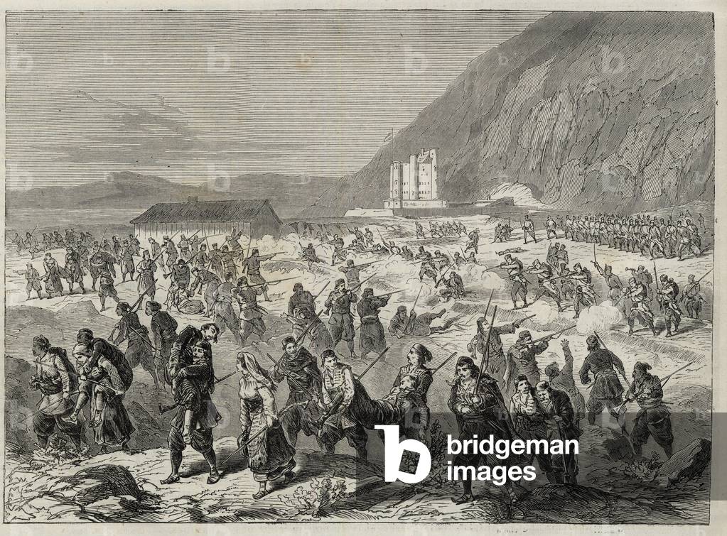 The Insurrection in Dalmatia (the Bocche di Cattaro) - insurrection against conscription imposed by the Austrian government - DALMATIA EVENTS. INSURGES ATTAGING THE STATE TRINITA FORT, NEAR CATARO (Bouches of Kotor) - Bay of Kotor - 1869 -