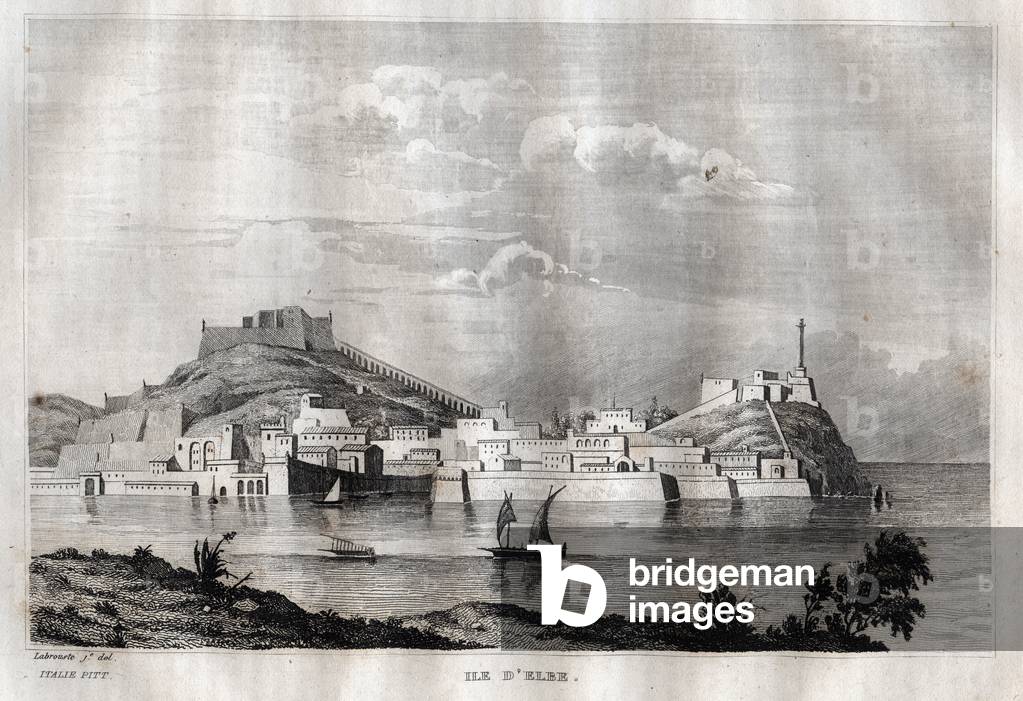 Isola d'Elba - Island of Elba - Tuscany - Engraving from “” Picturesque Italy” - Historical and Descriptive Painting of Italy”” by M. de Norvins, Ch. Nodier 1834-1836.