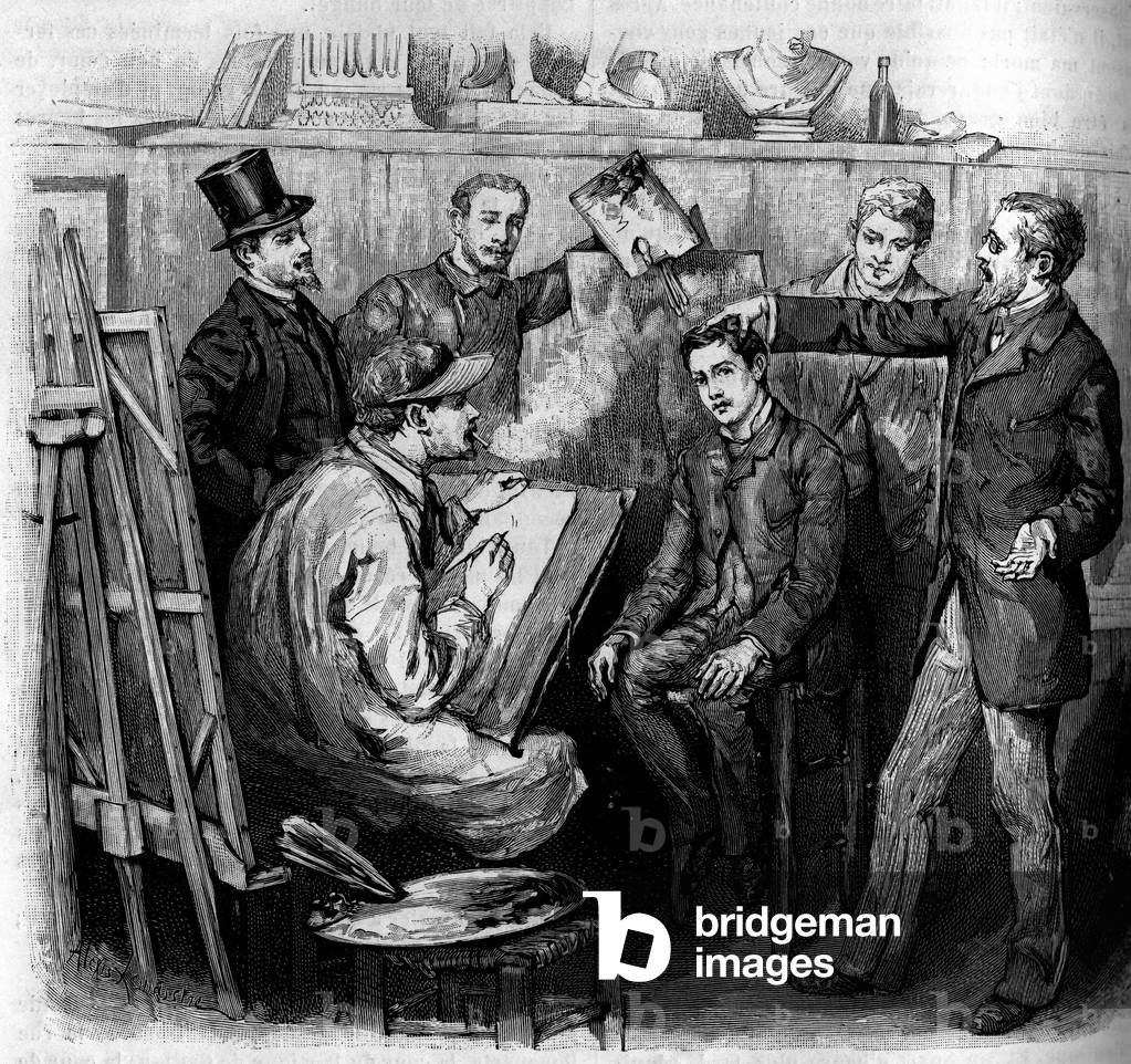 Analysis of a phrenologist (phrenology) on a candidate in an art school in Paris, 1887