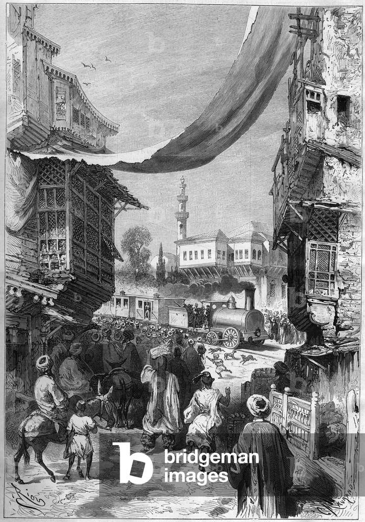 the first railway train arriving at Constantinople in 1872.