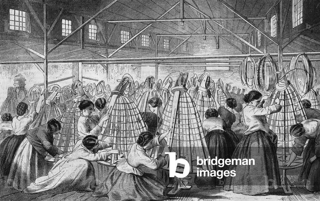 Crinoline factories: the laying of hoops.