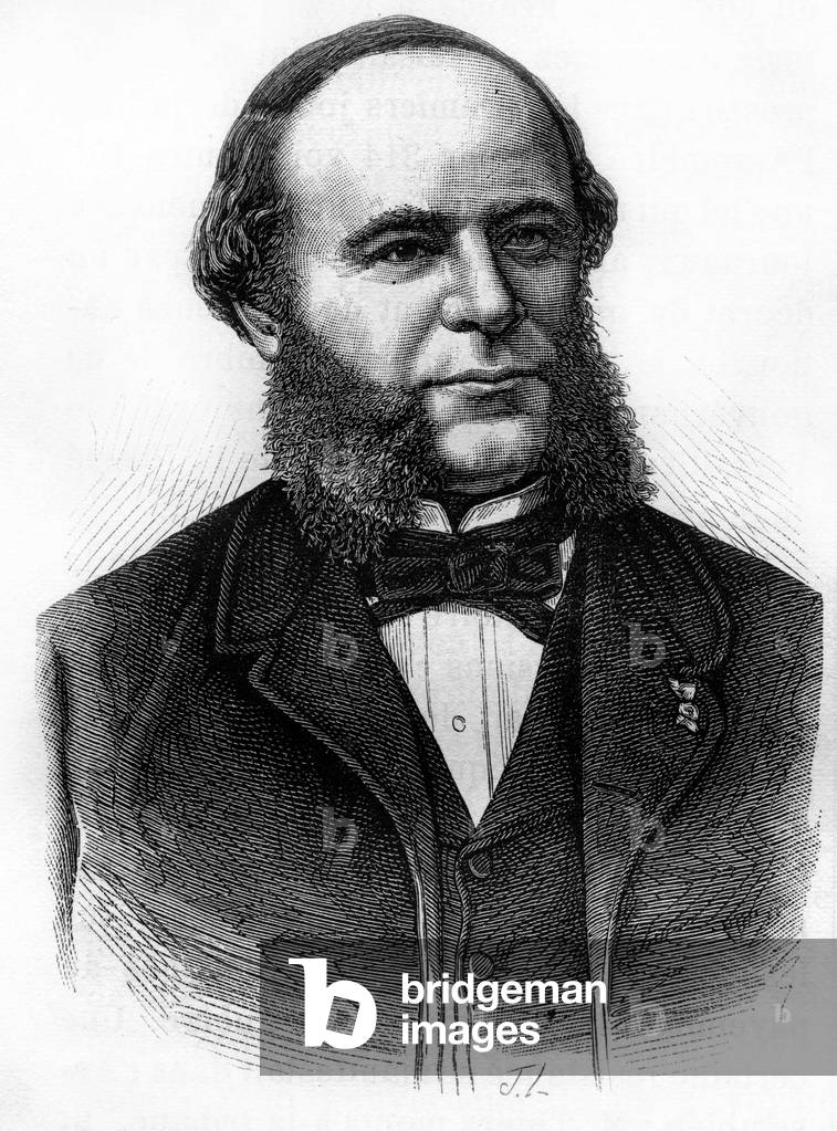 Portrait of Auguste Pouyer-Quertier (Pouyer Quertier) (1820 - 1891). Engraving of the end of the 19th century in “Histoire de France”” by H. Martin.
