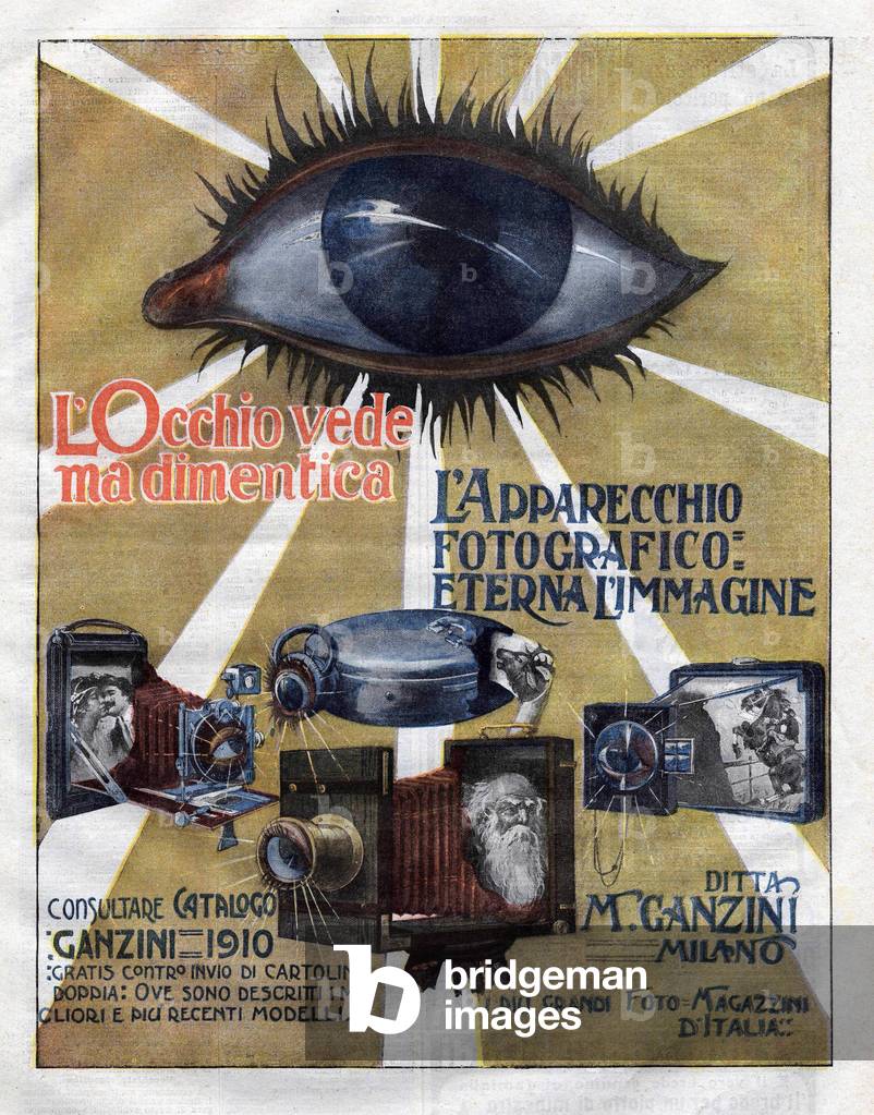 advertisement for Cameras Ganzini in 1910 (print)