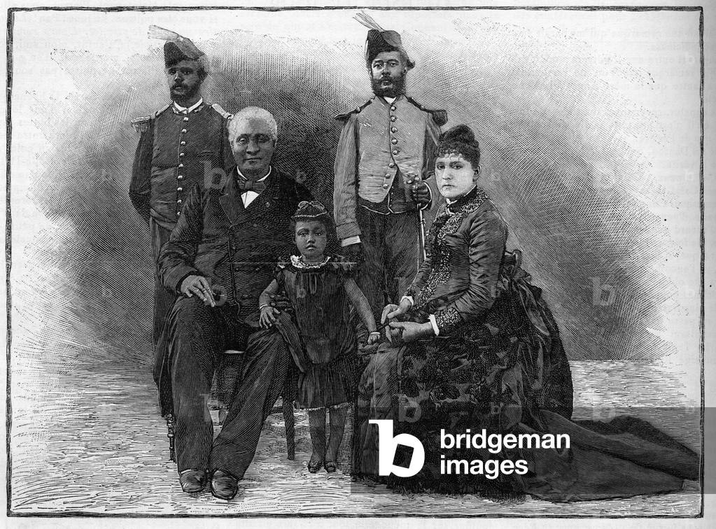 The President of Haiti Etienne Felicite Solomon (1820-1888) with his family and aides-de-camp.