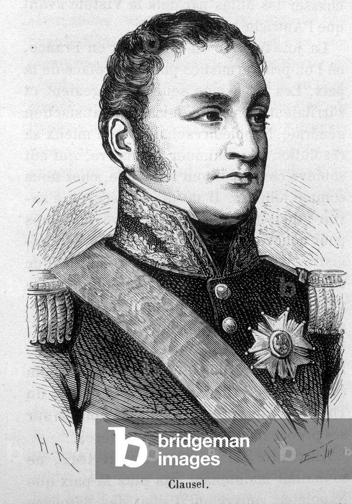 Portrait of Bertrand Clausel (or Clauzel) (1772 - 1842). Engraving of the end of the 19th century in “Histoire de France”” by H. Martin.