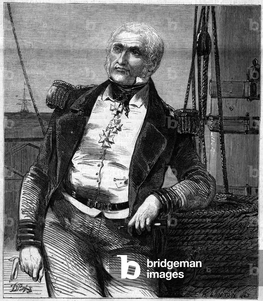 Portrait of Charles Napier (1786-1860), Scottish admiral and politician. Engraving in “” Le Monde Illustré”” n°188 of 17 November 1860.