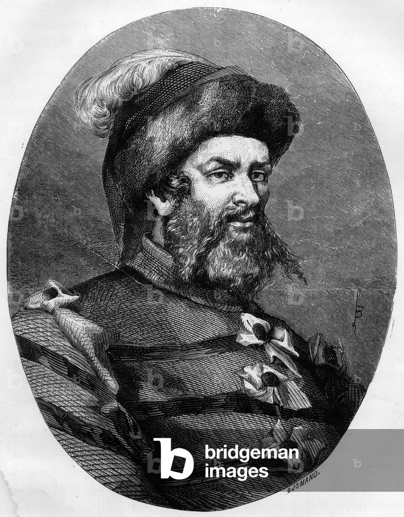 Portrait of Philippe Guillery french thief, 1863 (engraving)