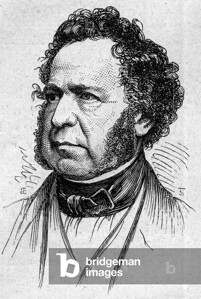 Portrait of Paul Duke of Noailles (1802-1885), French historian and academician. Engraving in “” Le Monde Illustré”” n°883 of 14 March 1874.
