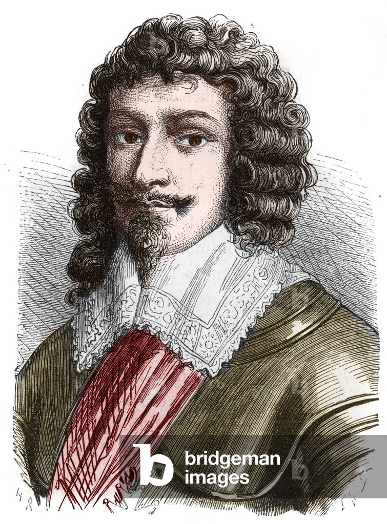 Portrait of Duke Henry II of Montmorency (Montmorenci) (1595-1632) Engraving from the end of the 19th century