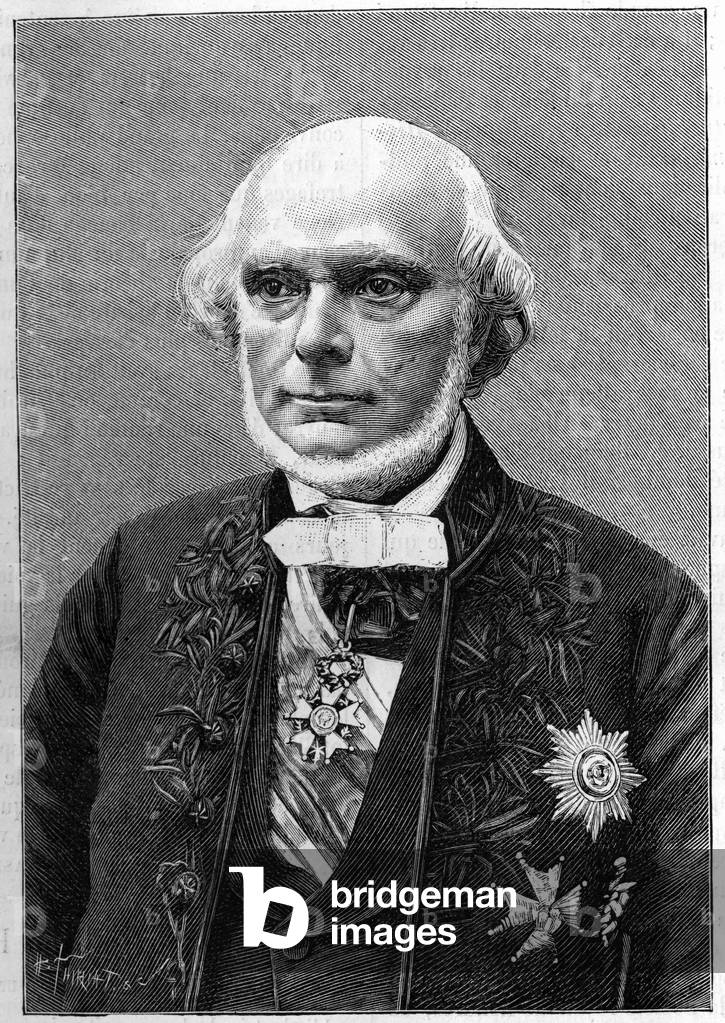 Portrait of Armand de Quatrefages de Breau (1810-1892), French naturalist and anthropologist. (From a photograph by Charles Gallot). Engraving in “” La Nature: revue des sciences et de leurs applications aux arts et a l'industrie”” of 23 January 1892.