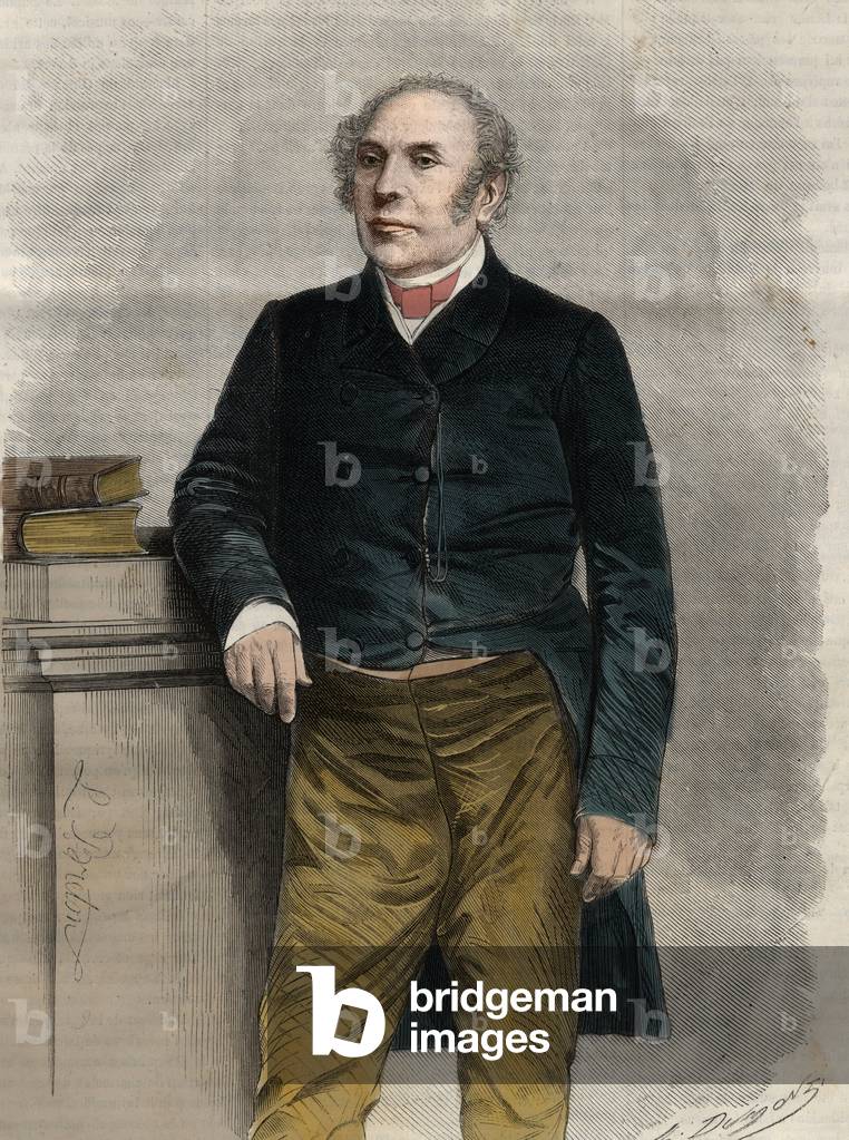 Portrait of Pierre Antoine (Pierre-Antoine) Berryer (1790-1868) (Berryer Jr.), French lawyer and politician. Engraving in “The Universe illustrious”, 1868.