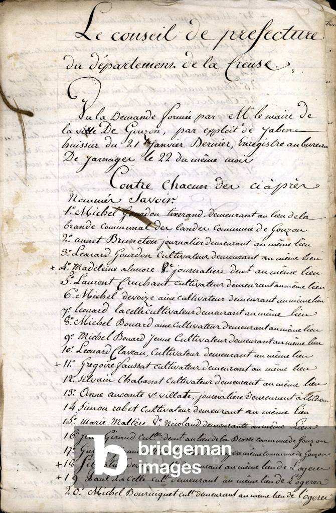 Deliberation of the Council of Prefecture of Guéret (Creuse) of 23 April 1823