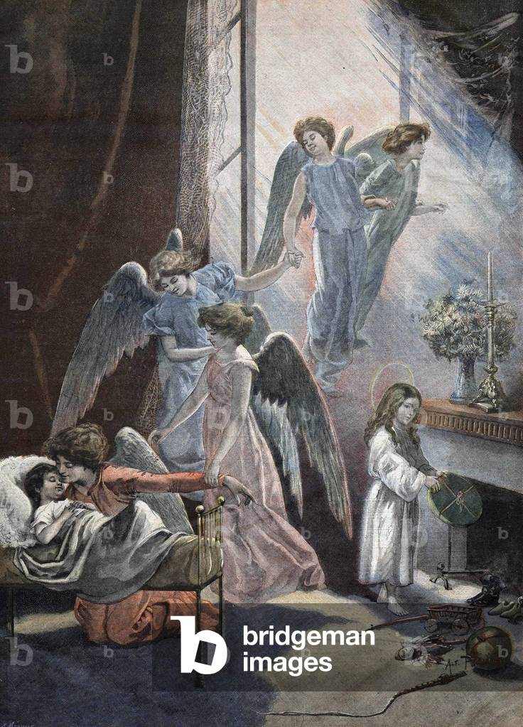 Christmas Dreaming Child Engraving 19th century