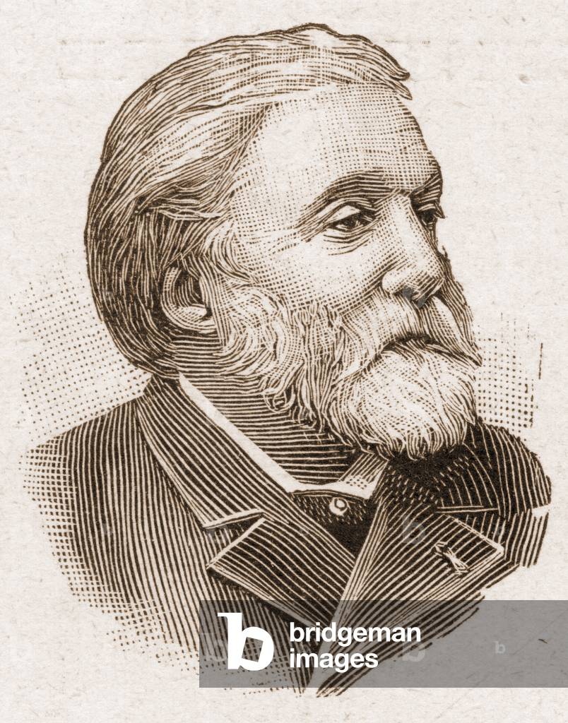 The members of the Academy Francaise in 1895: portrait of Etienne Charles Henri, Viscount de Bornier (1825-1901), French playwright and poet.