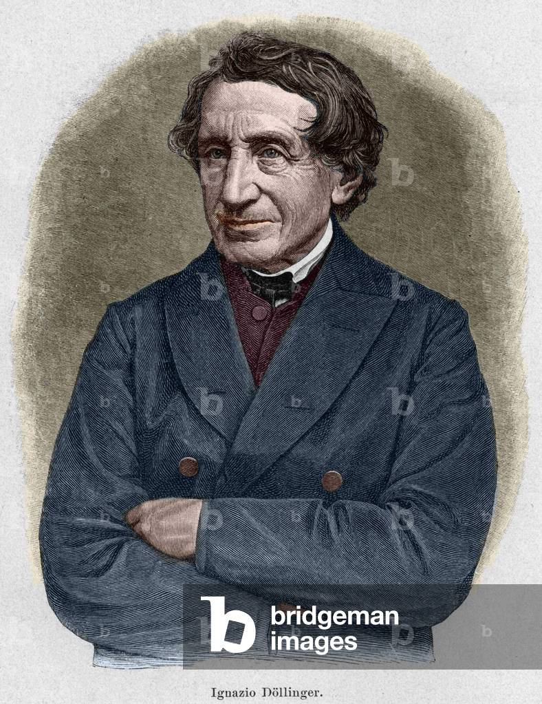 Portrait of Johann Joseph Ignaz von Dollinger (1799 - 1890), Alllemand priest and professor of ecclesiastic history. Engraving of the 19th century.