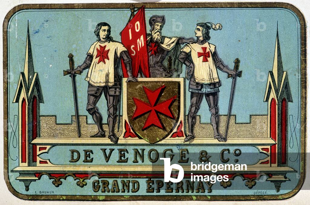 Advertising label of “” Venoge - Grand Epernay”” (knights of Malta) 19th century (chromo)