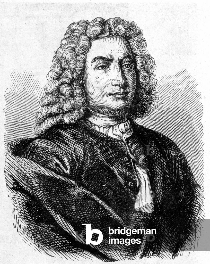 Portrait of Daniel Bernouilli (Bernoulli) (1700 - 1782), Swiss mathematician and physicist - in “Album de la Science; illustrious scientists; Grandes discoveries””” 1896.