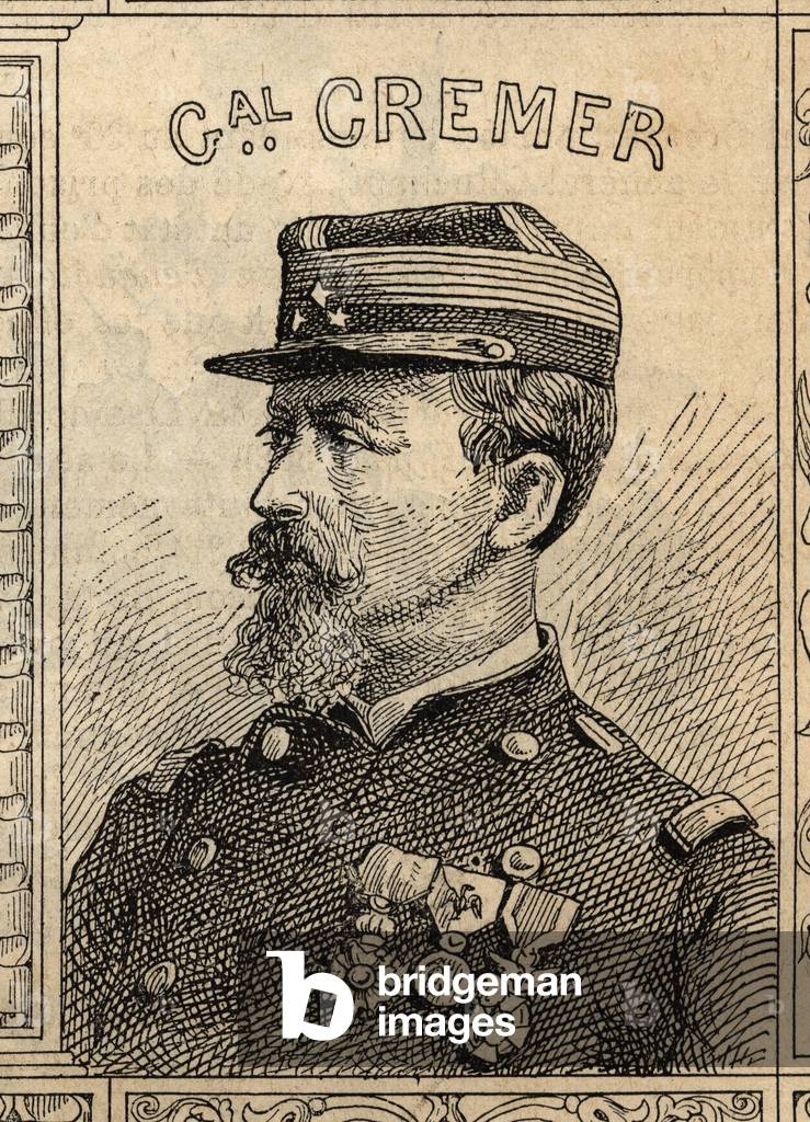Franco-Prussian War : portrait of French general Camille Cremer, 1870-71 (engraving)