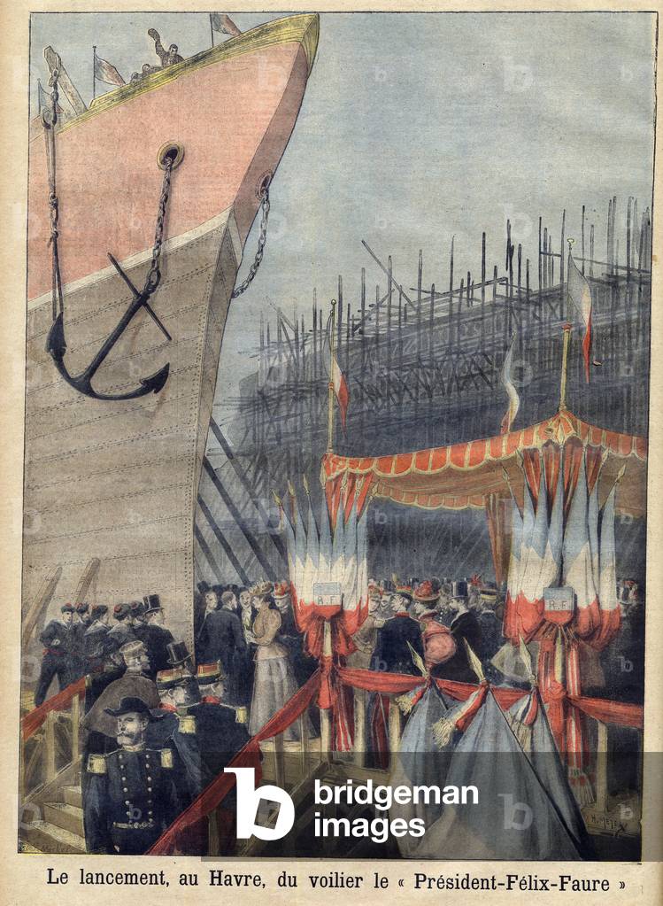Launching in Le Havre of “President Felix-Faure” sailing boat. “” Le petit Journal