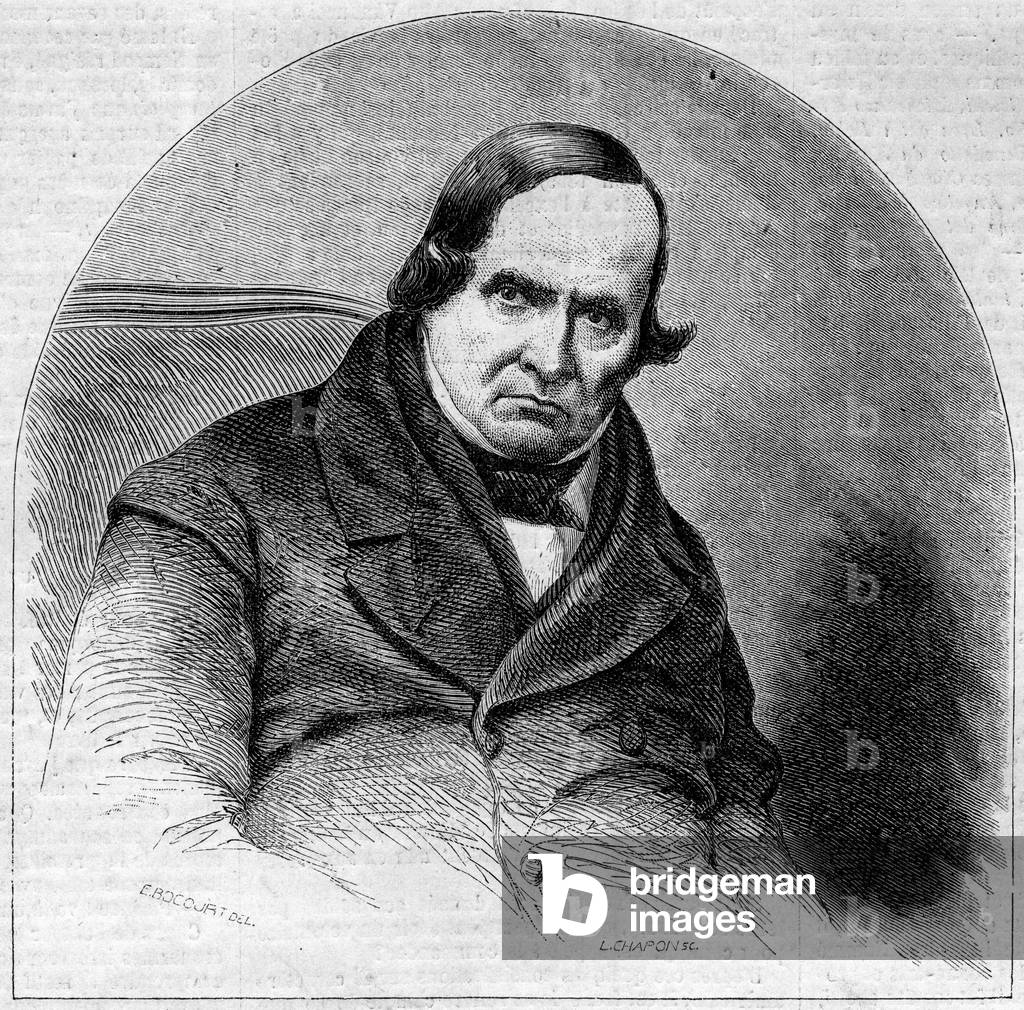 Portrait of Jean Baptiste (Giovanni Battista) Niccolini (1782-1861), Italian poet. Engraving in “” Le Monde Illustré”” n°234 of October 5, 1861.