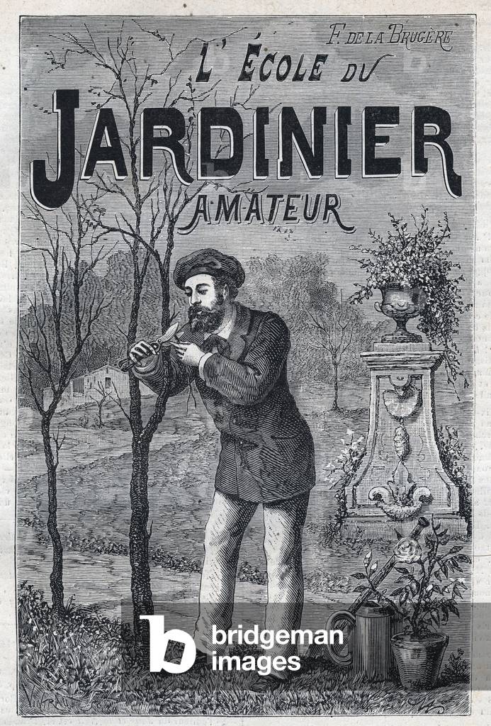 Advertising for the book: “” The school of the amateur gardener”, 1882 (engraving)