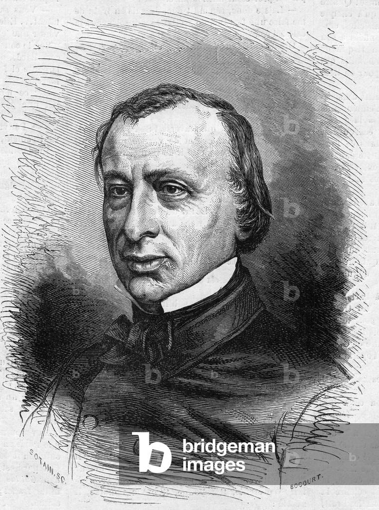 Portrait of Edouard Lefevre de Laboulaye (1811-1883), French lawyer and politician. Engraving in “” Le Monde Illustré”” n°689 of June 25, 1870.