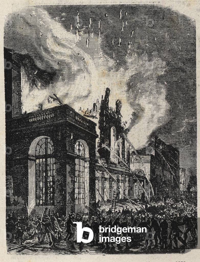Fire of the Opera de la rue Lepelletier (Le Peletier) in Paris on October 28, 1873