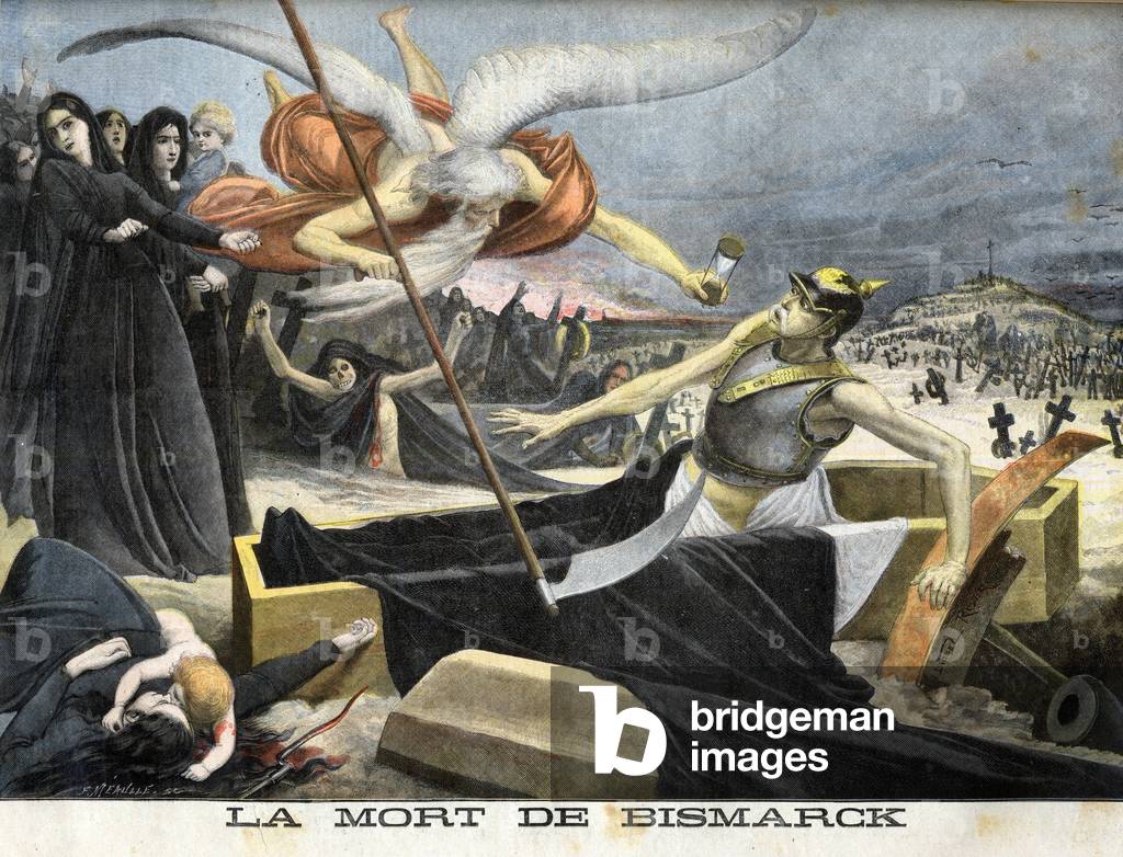 Allegory about the death of Bismarck, 1898 (engraving)
