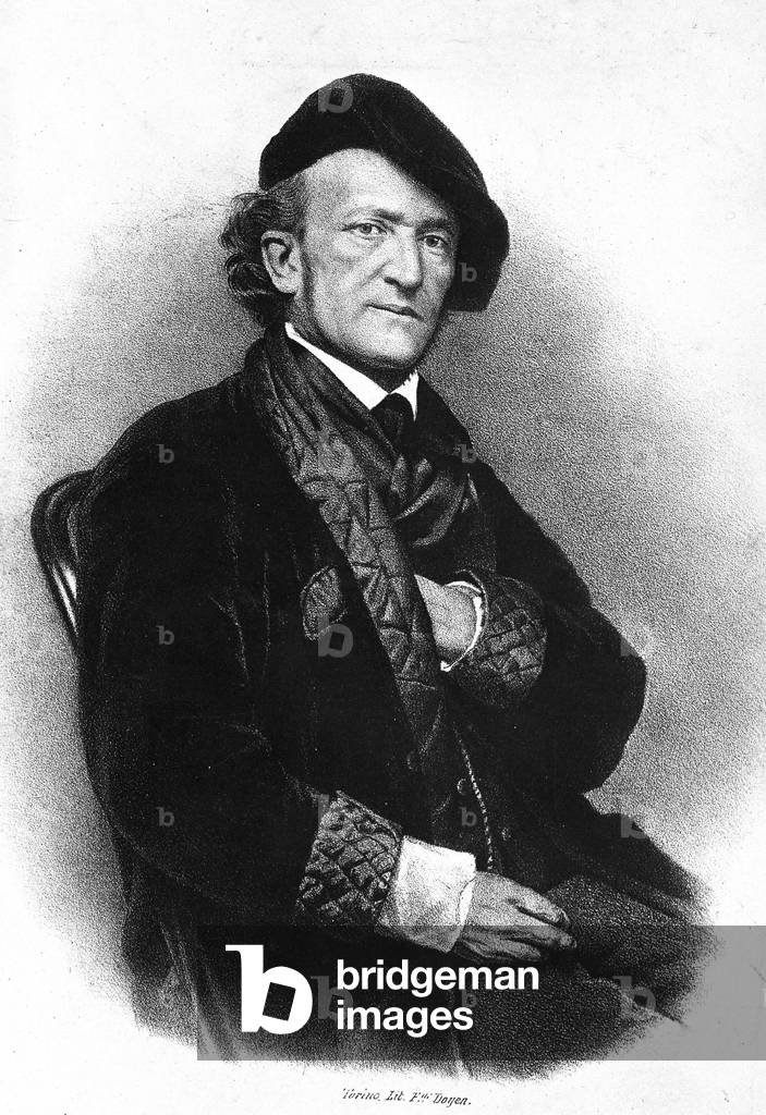 Portrait of Richard Wagner (1813 - 1883) - Italian engraving of the 19th century