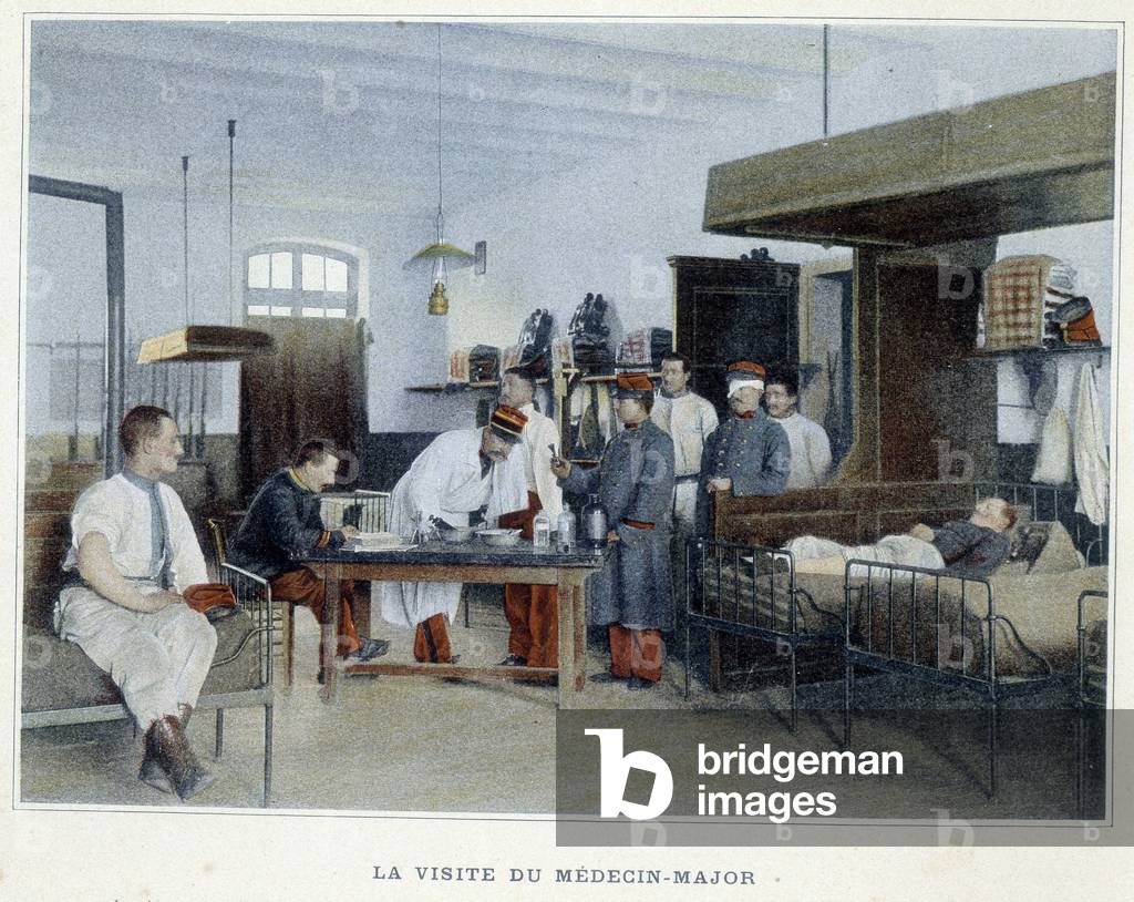 The visit of the doctor major - in “” Album militaire”” - infantry: internal service, 1892.
