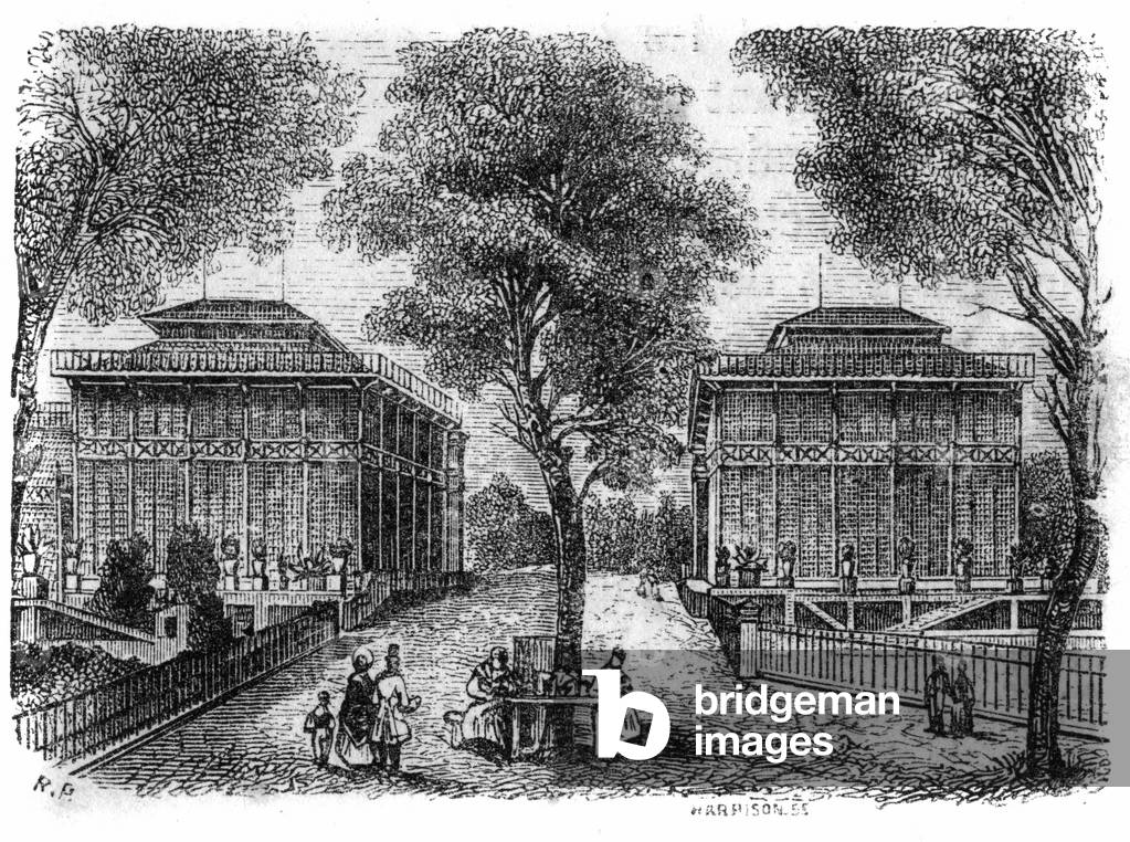 Jardin des Plantes in Paris in 1861: iron pavilions.