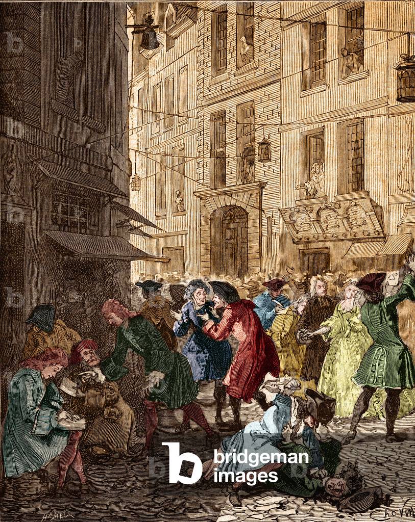 The Agiotors of the Rue Quincampoix, 18th century (engraving)