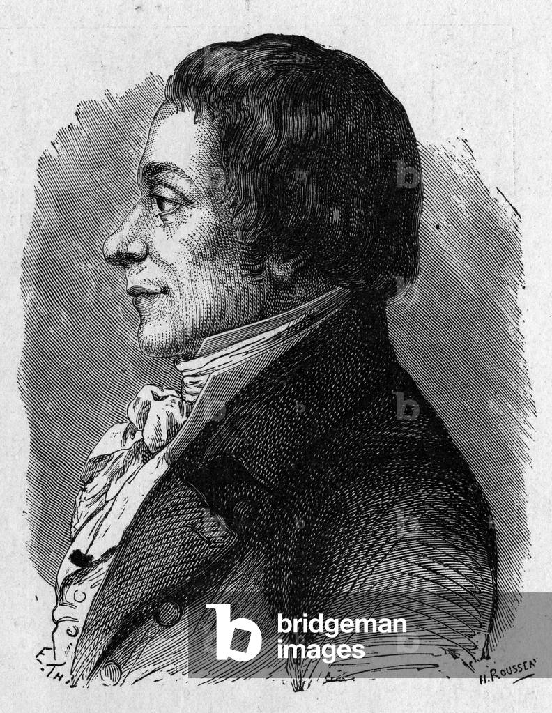 Portrait of Joseph Lakanal (1762 - 1845), French politician - in “” Album de la Science; illustrious scholars; Great discoveries””” 1896.
