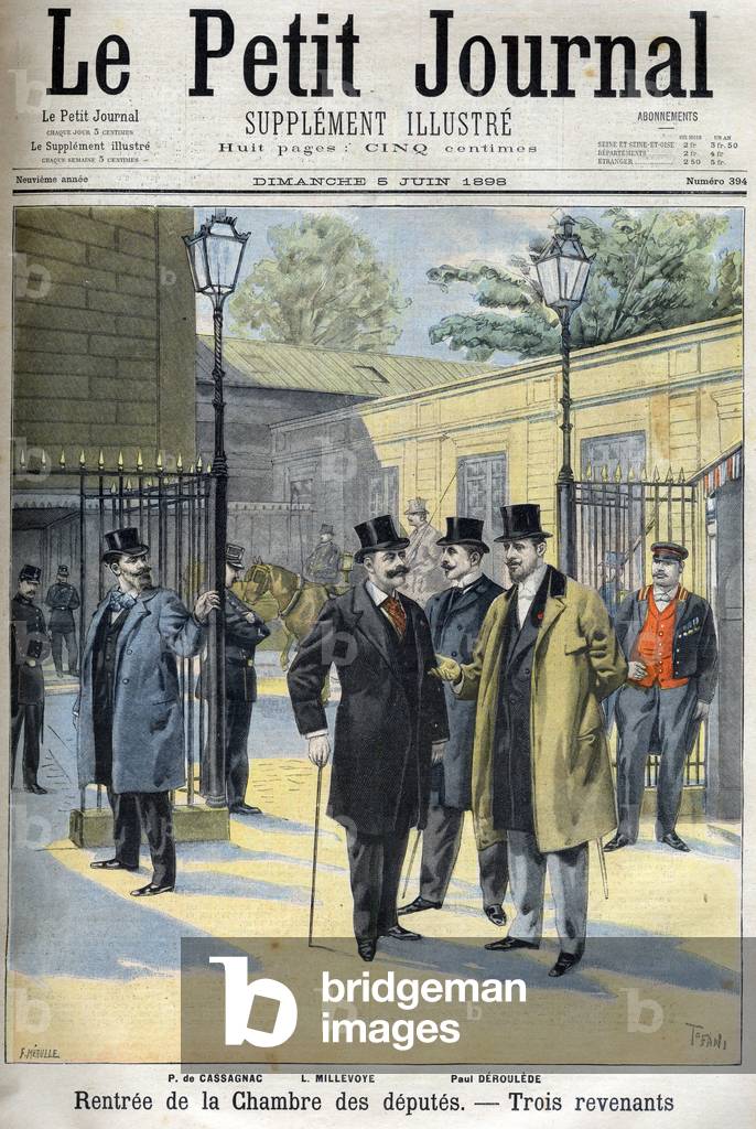 reopening of the chamber of deputees, illustration in ” Le Petit Journal” June 5, 1898 (engraving)