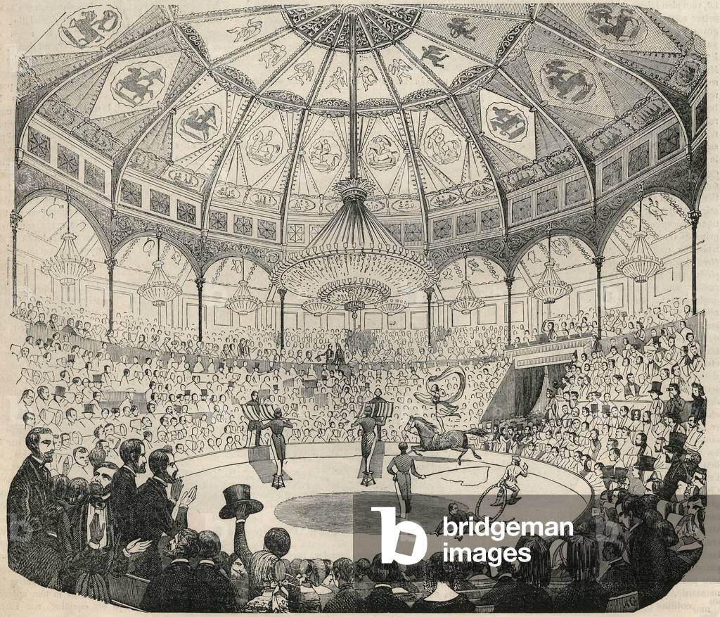 Cirque national des Champs Elysees in the 19th century - Engraving in “Tableau-de-Paris” by Edmond Texier 1852