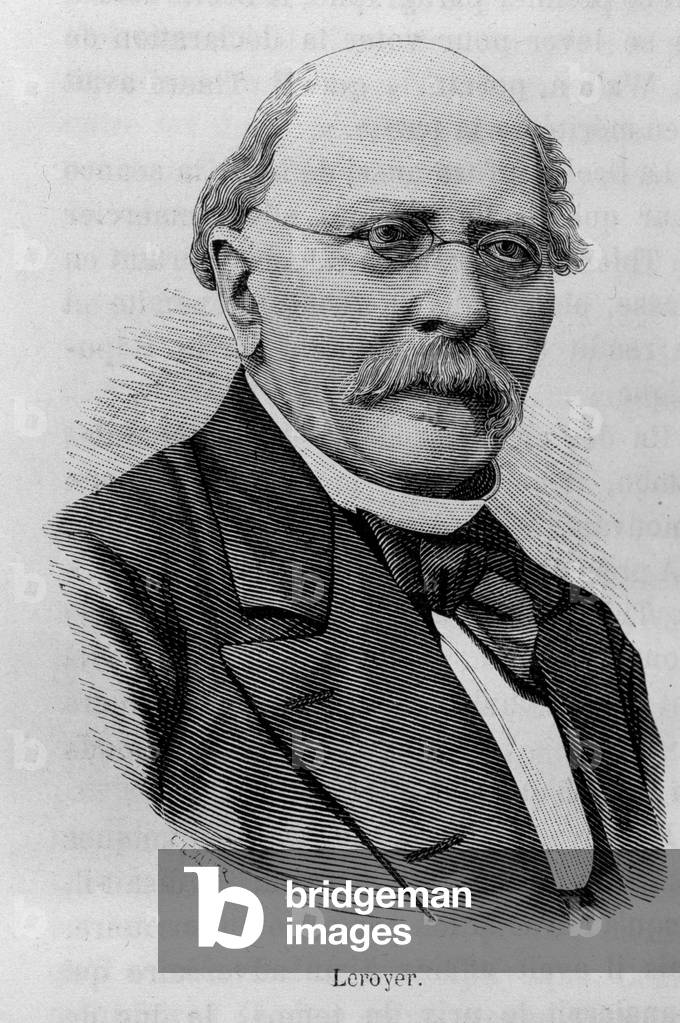 Portrait of Philippe Leroyer (or Le Royer, 1816-1897), French politician. Engraving of the end of the 19th century in “Histoire de France”” by H. Martin.