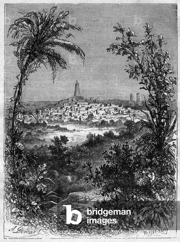 View of Timbuktu (Mali) in the middle of the 19th century - Engraving in “” Picturesque Histoire des grands voyages au nineteenth century”””. 1877