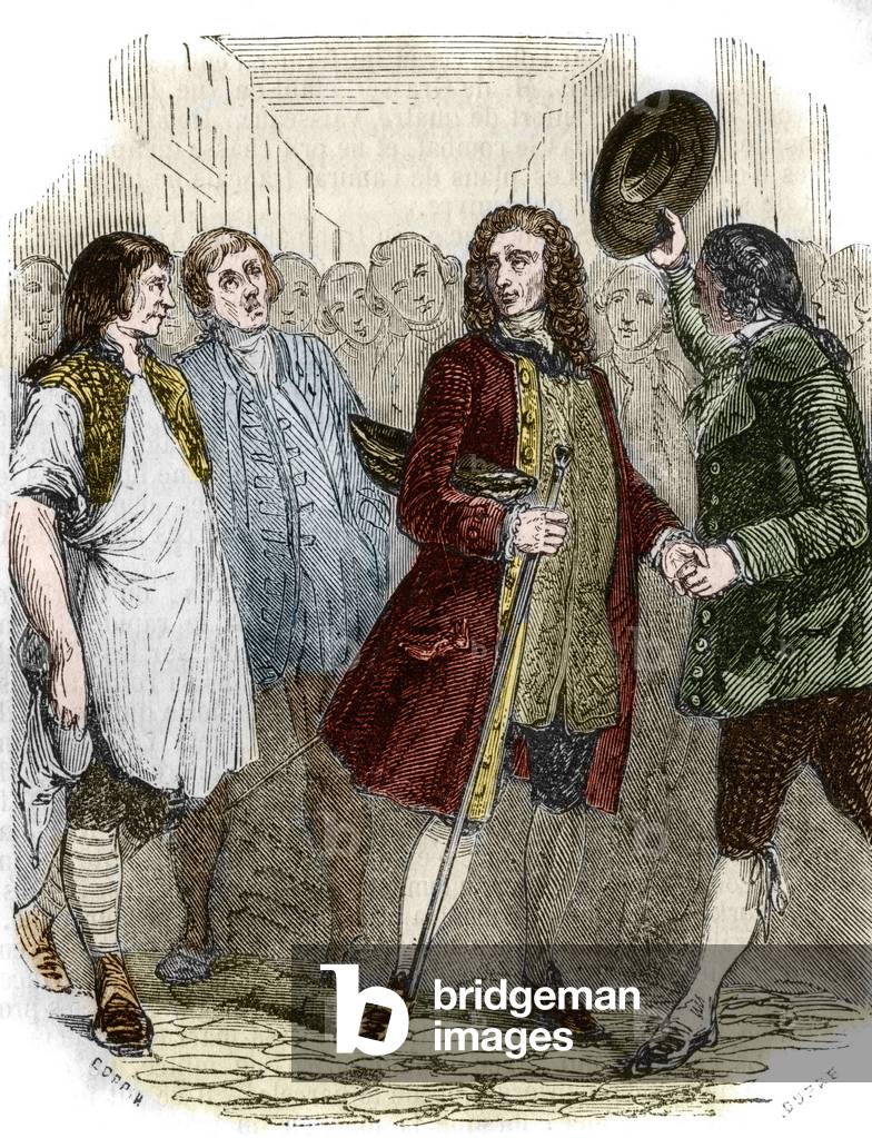Francois-Marie Arouet dit Voltaire returning to France after his exile, 19th century (engraving)