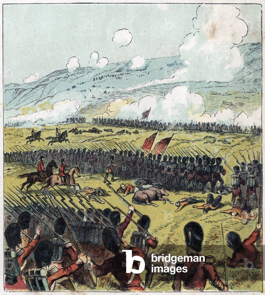 Crimee War : The Battle of Alma between the Russian army and a British, French and Turkish coalition on 20/09/1854 (engraving)